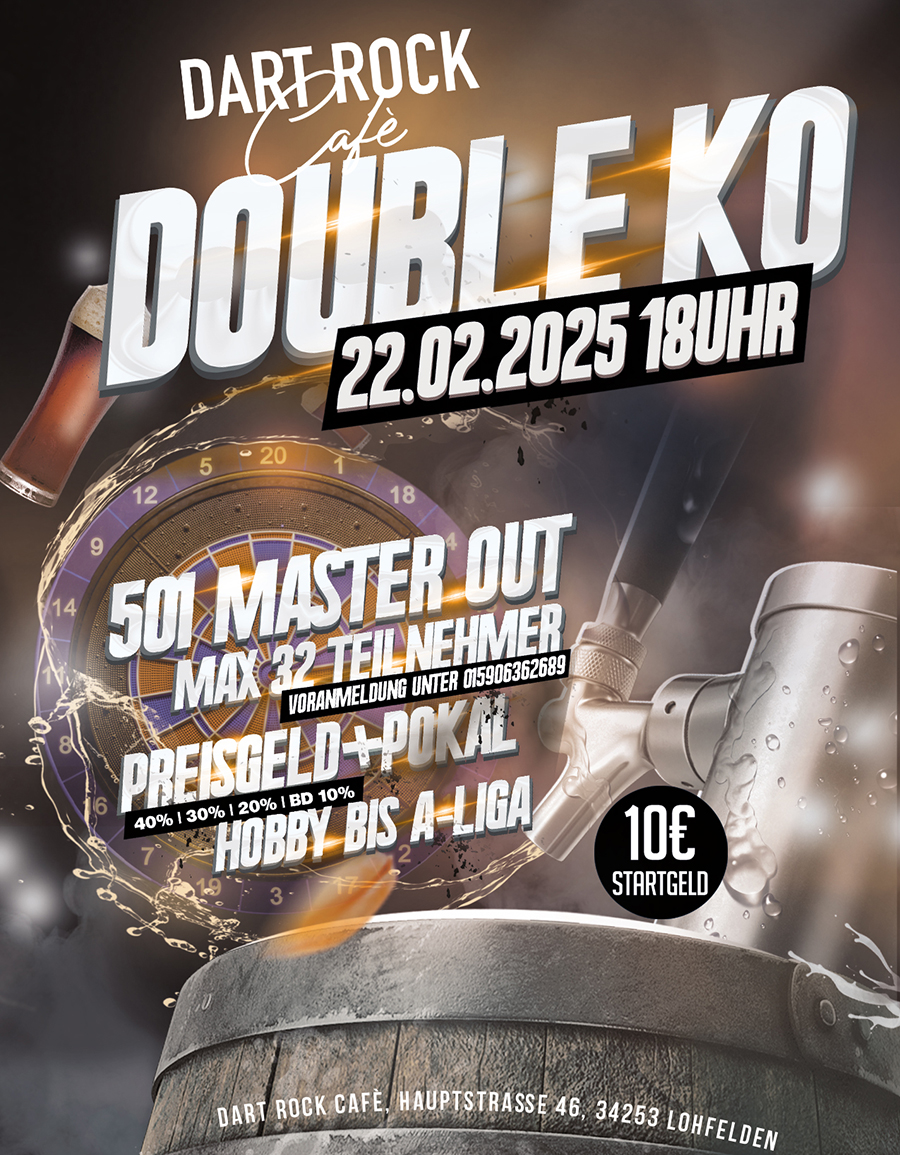 Hobby bis A-Liga Turnier am 22.02.2025 in Lohfelden/Kassel - Blog Dart-Rock-Cafe