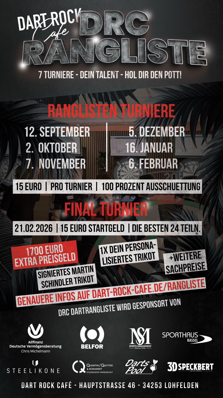 🎯 Steeldart Kassel: Start der DRC Rangliste im Dart-Rock-Café Lohfelden – Alles zum ersten Turnier am 12. September 2025