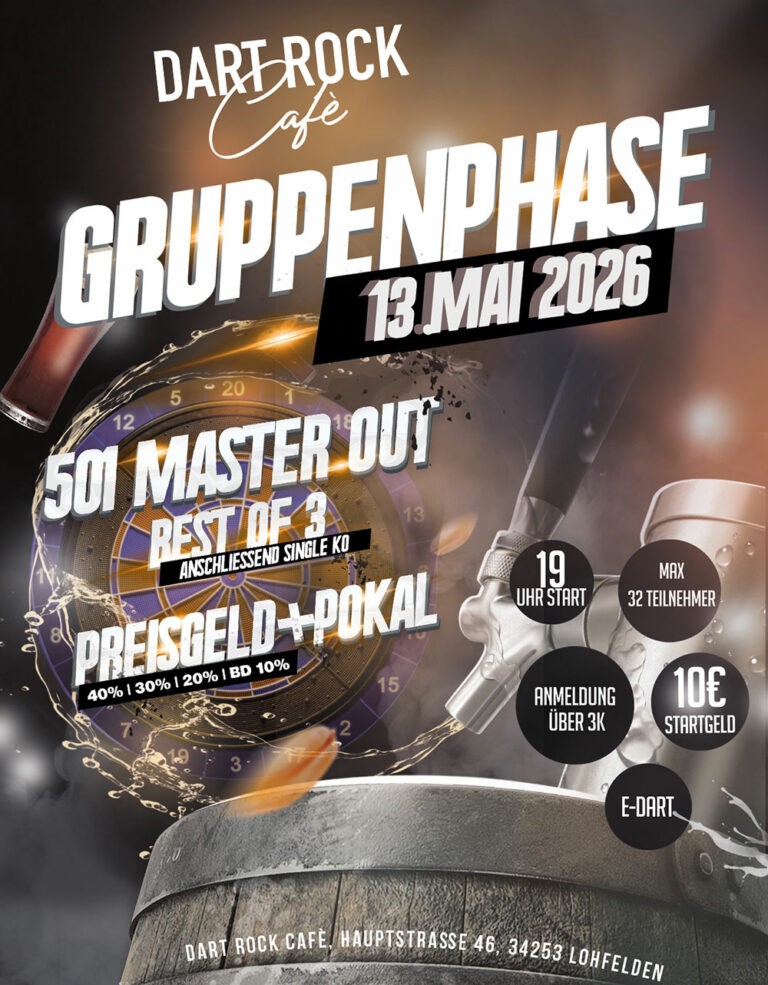 E-Dart Turnier Kassel 13. Mai 2026 – Gruppenphase im DRC